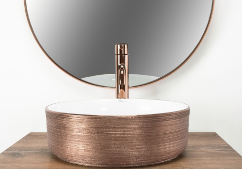 Rea Sami 36 cm pultra ültethető mosdó, fehér/rose gold REA-U3303