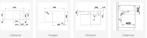 BLANCO AXIA III 6 S gránit mosogató üveg vágólap, rozsdamentes multifunkciós tál, InFino távműködtető balos, fehér 524657