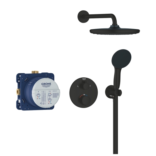 Grohe Precision Thermostat falsík alatti zuhanyrendszer Vitalio Start 250 fejzuhannyal, matt fekete 348832430