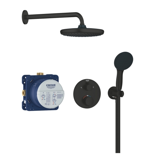 Grohe Precision Thermostat falsík alatti zuhanyrendszer Vitalio Start 250 fejzuhannyal, matt fekete 348832430