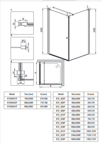 Deante Kerria Plus 90 cm lengőajtós zuhanyajtó, króm KTSW041P