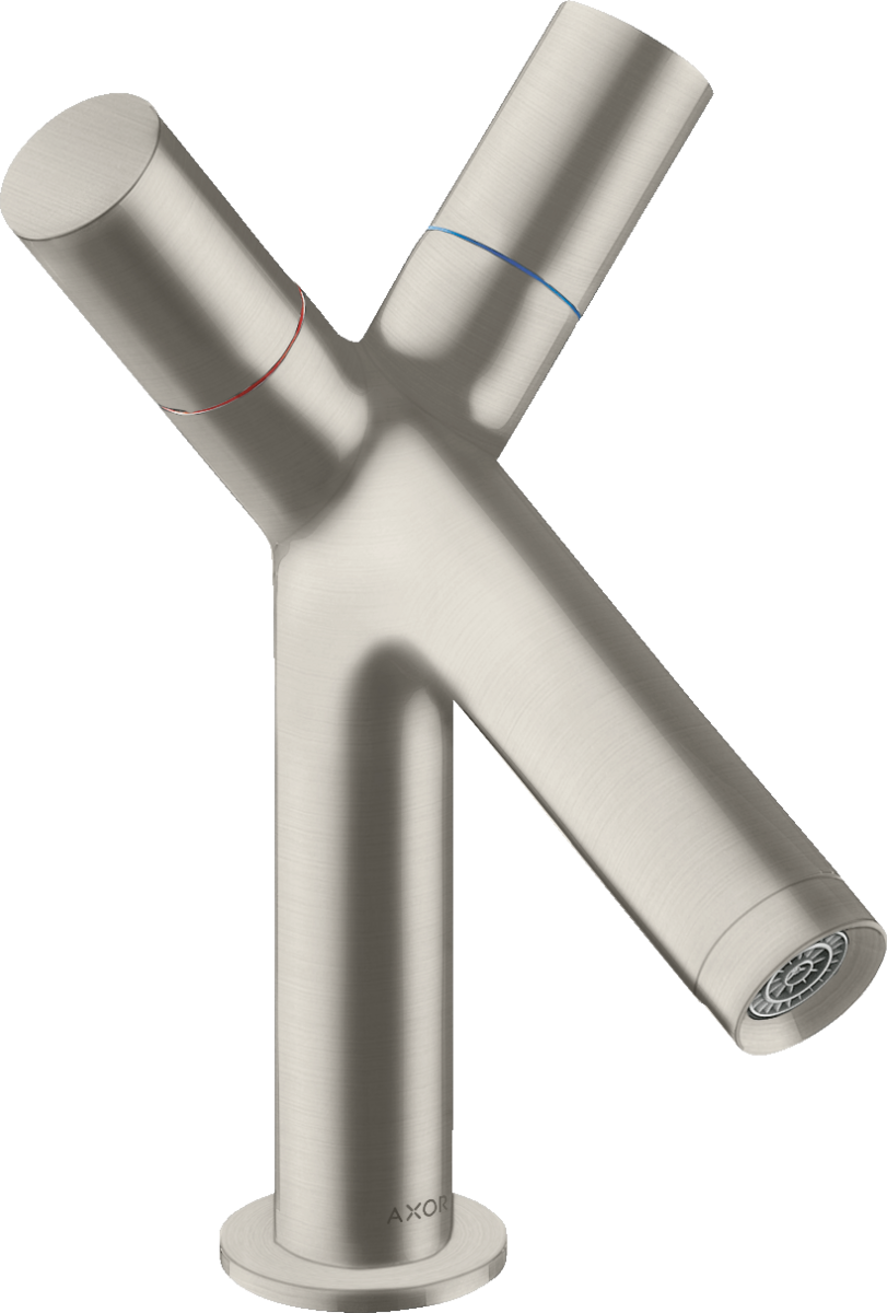 Hansgrohe AXOR Starck kétkaros mosdócsaptelep automata lefolyó-garnitúrával, rozsdamentes acél hatású 10030800