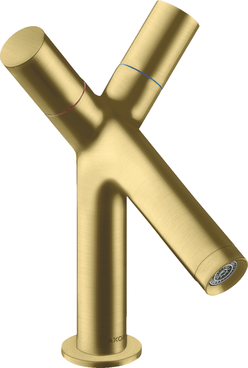 Hansgrohe AXOR Starck kétkaros mosdócsaptelep automata lefolyó-garnitúrával, szálcsiszolt sárgaréz 10030950