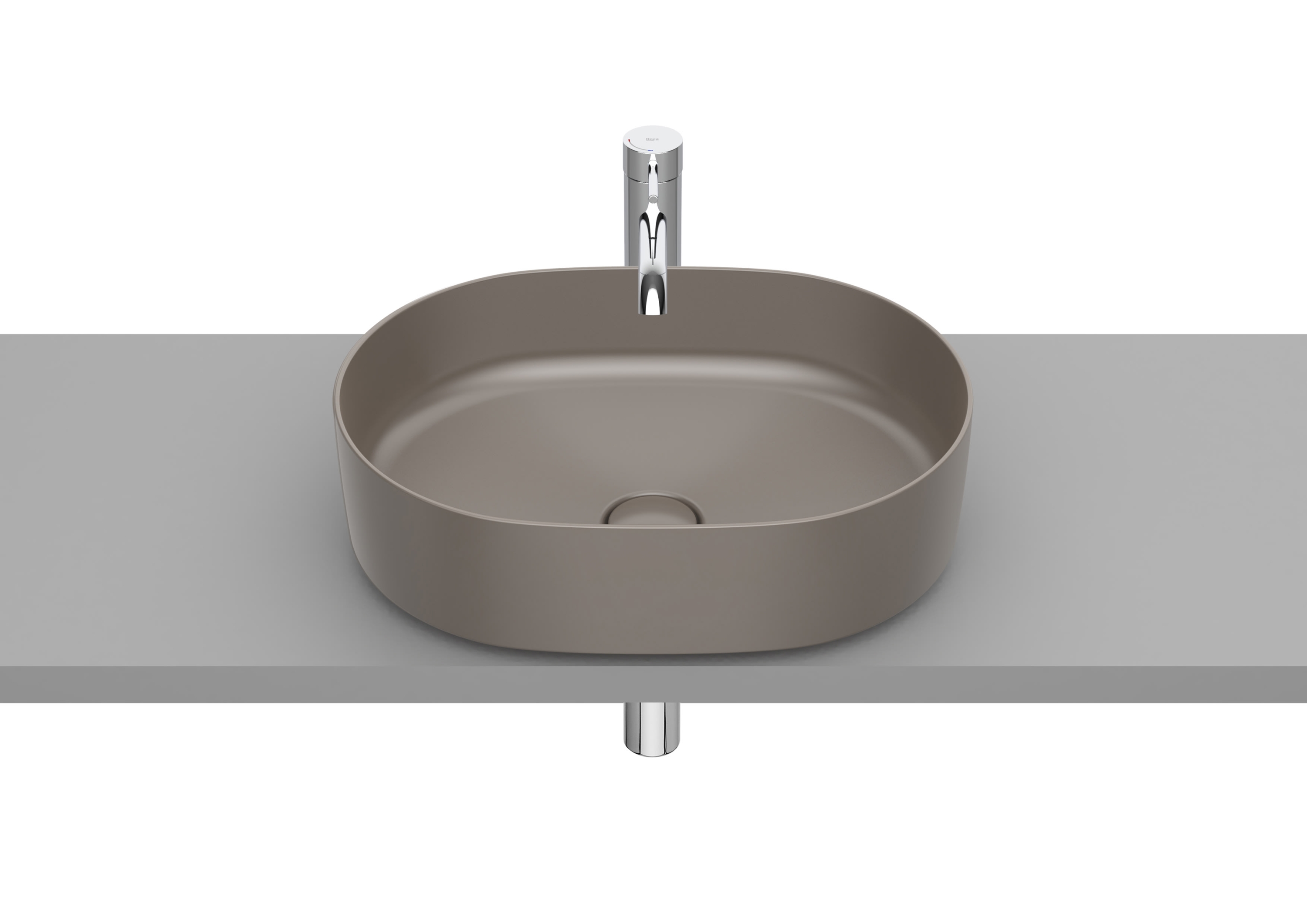 Roca Inspira ROUND 50x37 cm pultra ültethető FINECERAMIC mosdó kávé A327520660