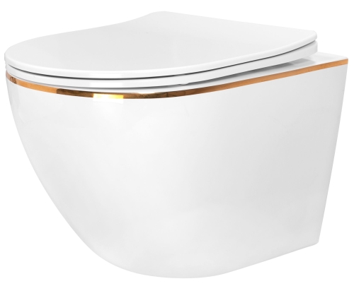 Rea Carlo perem nélküli fali wc, fehér/arany REA-C1222