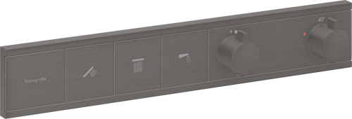 Hansgrohe RainSelect falsík alatti termosztátos csaptelep színkészlet 3 fogyasztóhoz, szálcsiszolt fekete króm 15381340