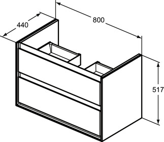 Ideal Standard Connect Air 80 cm fali mosdótartó szekrény 2 fiókkal, fehér/szürke E0819KN