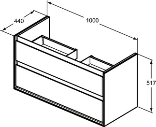 Ideal Standard Connect Air 100 cm fali mosdótartó szekrény 2 fiókkal, világosszürke E0821EQ