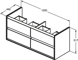 Ideal Standard Connect Air 120 cm fali mosdótartó szekrény 4 fiókkal, matt sötétbarna E0822VY