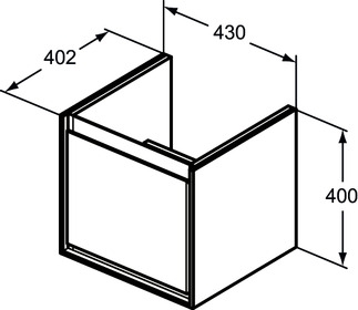 Ideal Standard Connect Air Cube 43 cm fali mosdótartó szekrény 1 fiókkal, fehér/szürke E0842KN