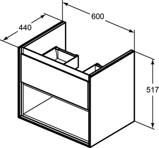 Ideal Standard Connect Air 60 cm fali mosdótartó szekrény nyitott polccal, fehér/szürke E0826KN