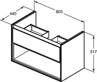 Ideal Standard Connect Air 80 cm fali mosdótartó szekrény nyitott polccal, fehér/szürke E0827KN