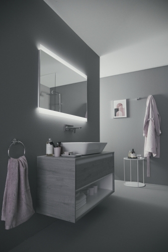 Ideal Standard Connect Air 100 cm fali mosdótartó szekrény nyitott polccal, világosszürke fa E0828PS