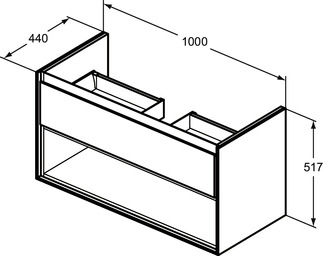 Ideal Standard Connect Air 100 cm fali mosdótartó szekrény nyitott polccal, világosbarna fa E0828UK