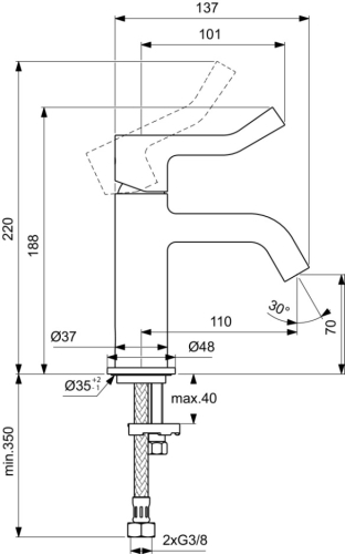 Ideal Standard JOY orvosi karos mosdó csaptelep, króm BD468AA