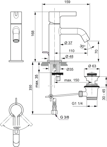 Ideal Standard JOY mosdó csaptelep lefolyógarnitúrával, króm BC775AA