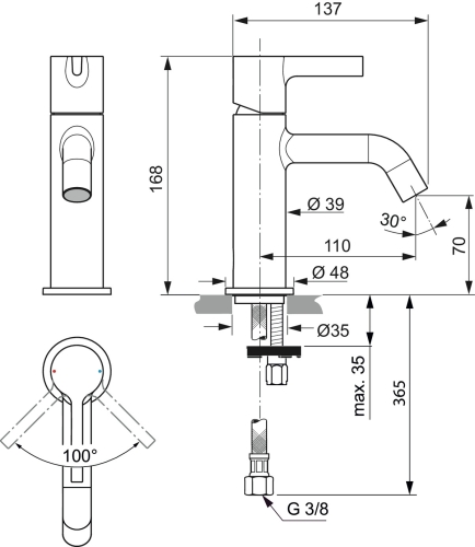 Ideal Standard JOY mosdó csaptelep, króm BC852AA