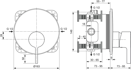 Ideal Standard JOY falsík alatti zuhany csaptelep, króm A7382AA