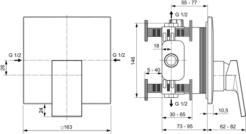 Ideal Standard EXTRA falsík alatti zuhany csaptelep, magnetic grey A7624A5