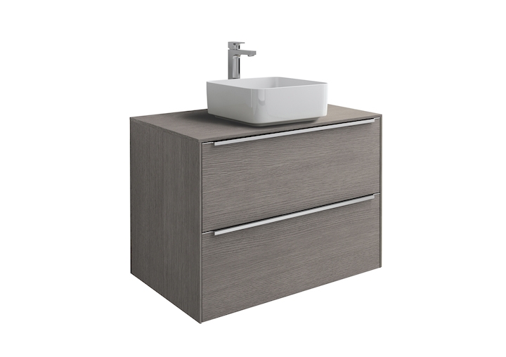 Roca Inspira alsószekrény 80x50 cm 2 fiókkal pultra ültethető mosdóhoz texturált városi tölgy A851080402