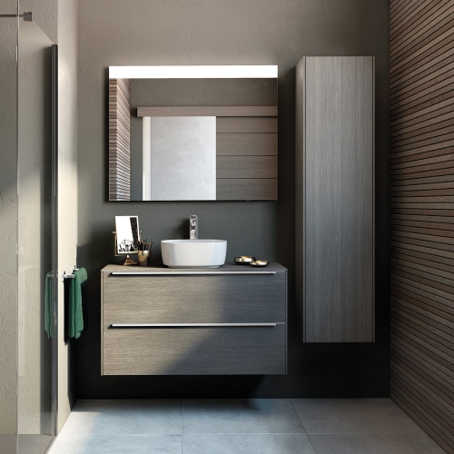 Roca Inspira alsószekrény 80x50 cm 2 fiókkal pultra ültethető mosdóhoz texturált városi tölgy A851080402