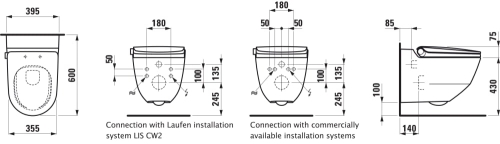 Laufen Riva okos wc szett, fehér wc csésze fényes króm nyomólappal SZP-LA2, (H8206914000001, H8946660000001, H8956610040001)