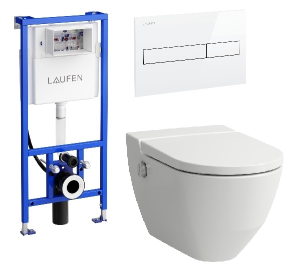 Laufen Naiva okos wc szett, matt fehér wc csésze fehér nyomólappal SZP-LA16, (H8206017570001, H8946660000001, H8956610000001)