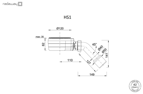 Radaway Doris F 100x80 szögletes öntöttmárvány zuhanytálca, fehér DF1080-53