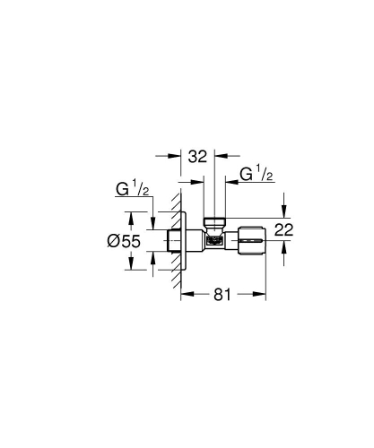 Grohe sarokszelep 1/2-1/2, matt fekete 1023422430