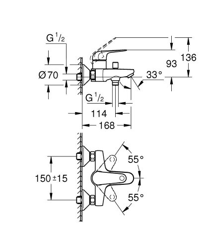 Grohe Euroeco egykaros kádcsaptelep, króm 32743001