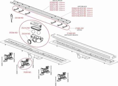 ALCA (Alcaplast) APZ19 SIMPLE zuhanyfolyóka peremmel kétoldalú ráccsal APZ19-550