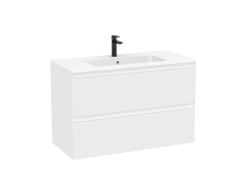 Roca Tenue 100 cm-es fürdőszobabútor szett matt fehér mosdóval, matt fehér A851935529