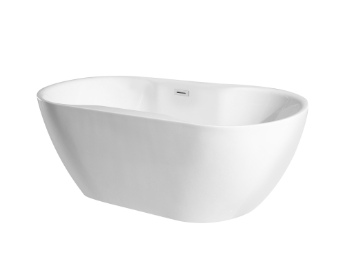 Besco Navia 160x80 cm szabadonálló kád fehér lefolyó és túlfolyó takaró, fehér kádtest WAS-160-NBI