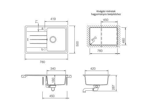 Schock Element D-100S Cristalite mosogató, szürke ELED100SCROM