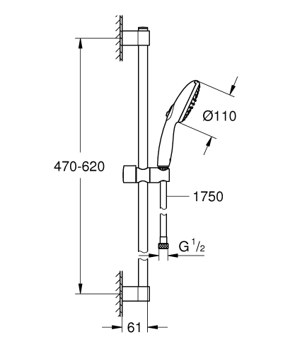 Grohe Tempesta 110 rudas zuhanyszett 2 funkciós, króm 27598003