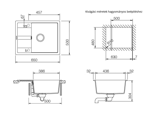 Schock Ronda D-100L Cristalite mosogató, aszfaltszürke ROND100LASPH