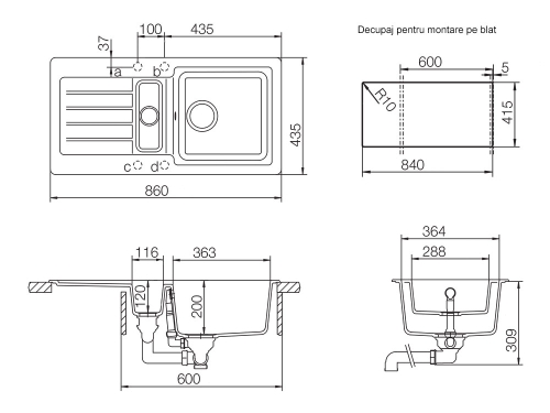 Schock Typos D-150S Cristalite mosogató, fekete TYPD150SNERO