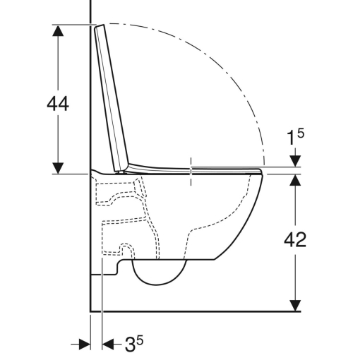 Geberit Selnova Square fali wc mélyöblítésű készlet, Premium, részben zárt forma, Rimfree, WC-ülőkével 502.727.00.1