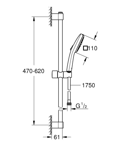 Grohe Tempesta Cube 110 rudas zuhanyszett 2 funkció, króm 27578003