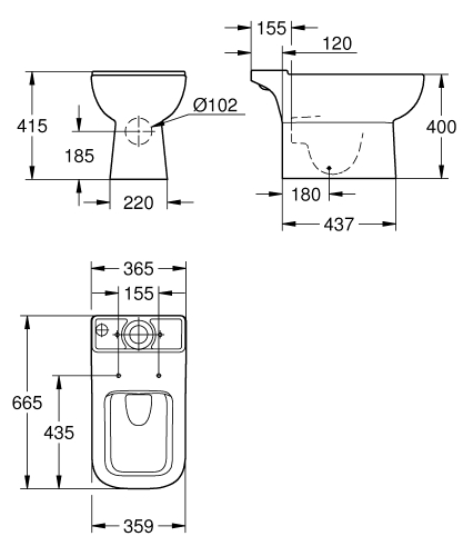 Grohe BauEdge Ceramic monoblokkos wc csésze falhoz 39811000