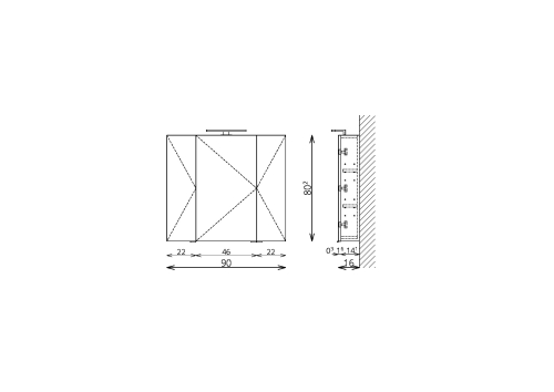 Tboss Mirror Box Vesna 90x80 cm-es tükörös szekrény led világítással, powerboxxal