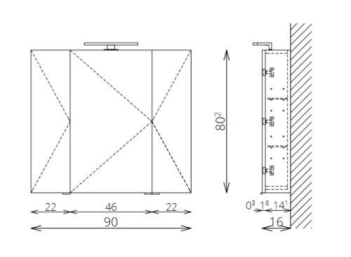 Tboss Mirror Box Tressa 90x80 cm-es tükörös szekrény integrált és felső led világítással, powerboxxal