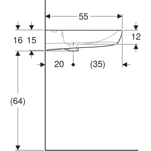 Geberit Selnova Comfort 55x55 cm akadálymentes mosdó, fehér 501.461.00.7