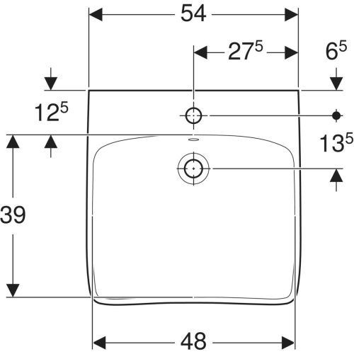 Geberit Selnova Comfort 55x55 cm akadálymentes mosdó, fehér 501.461.00.7