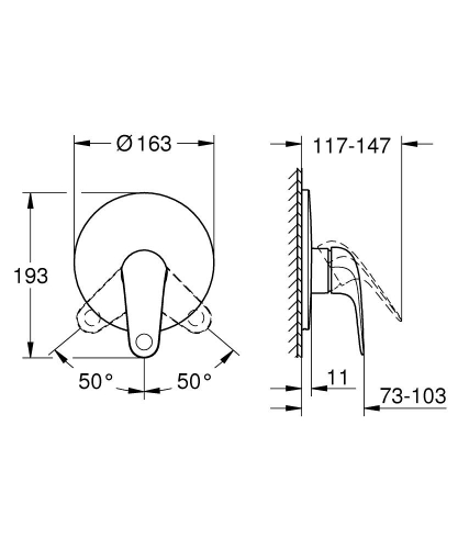 Grohe Euroeco falsík alatti egykaros zuhanycsaptelep 32742001