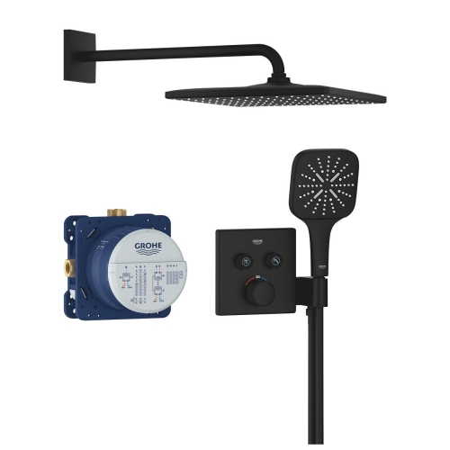 Grohe Grohtherm SmartControl falsík alatti zuhanyrendszer Rainshower Mono 310 Cube fejzuhannyal, phantom black 34865KF0