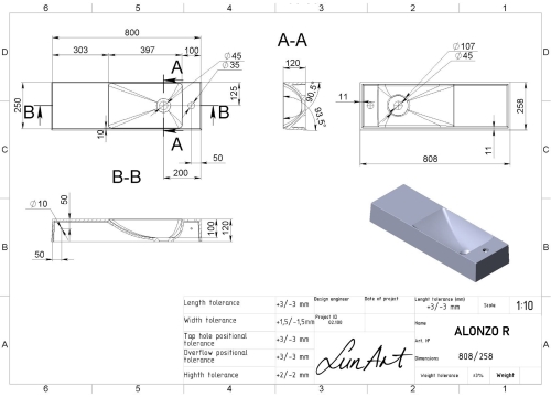 LunArt Alonzo R 81x26 cm jobbos mosdó, fényes fehér 5999123005212