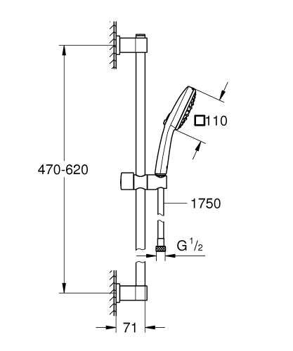 Grohe Vitalio Comfort 110 rudas zuhanyszett 3 funkciós, króm 26096001