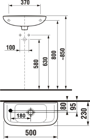 Jika Deep by Jika 50x23 kézmosó bal csaplyukkal H8156130001051 (K)