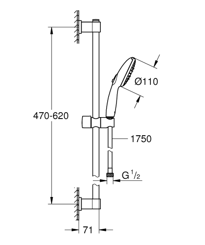 Grohe Vitalio Start 110 rudas zuhanyszett 3 funkciós, króm 26032001